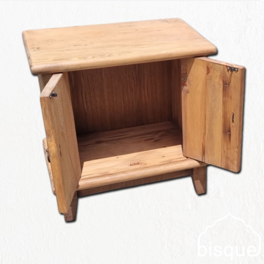 Fraser : 2 Door Bedside Cabinet, Recycled Elm wood