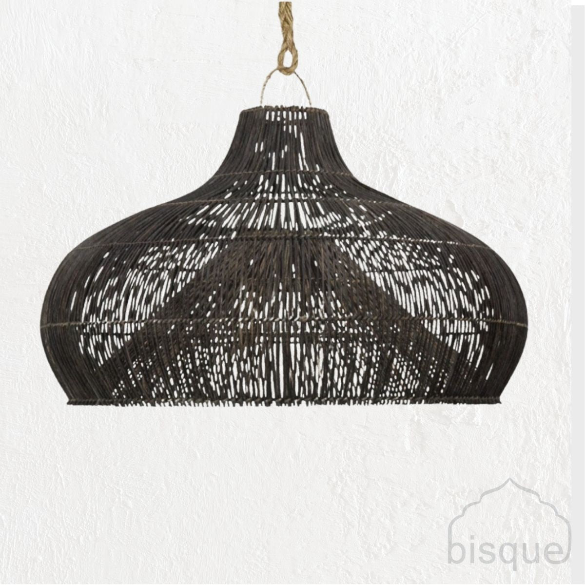 Pesci : Fish Trap Rattan Wide Pendant, Black