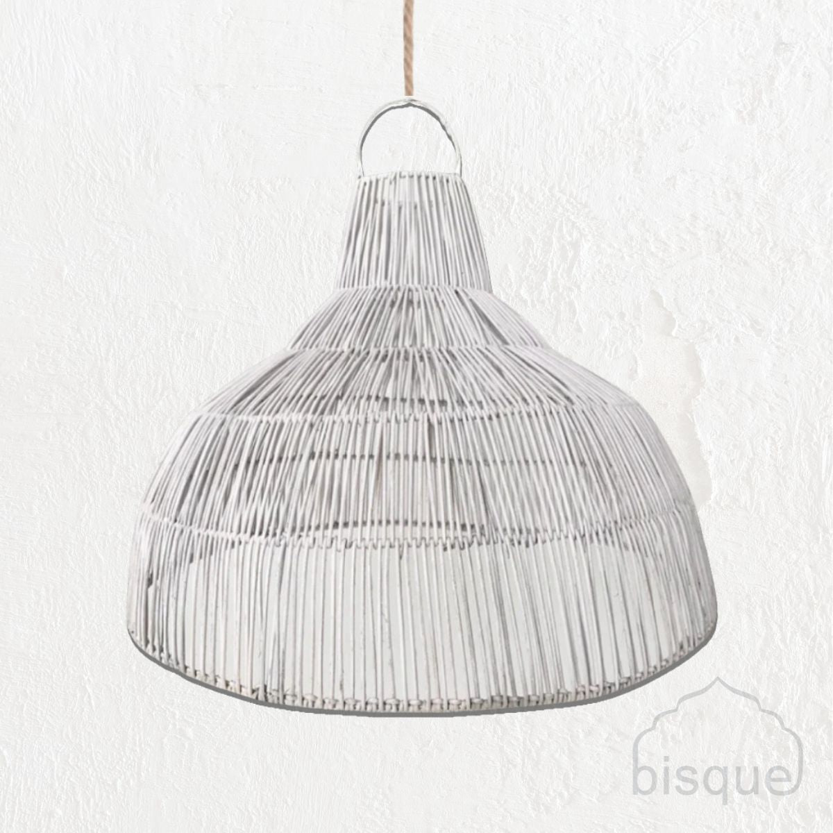 Faran : Rattan Pendant, Whitewashed