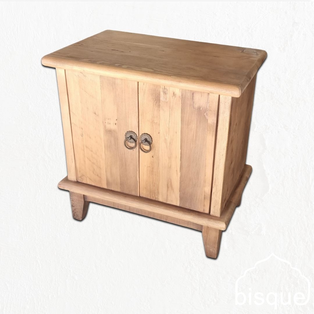 Fraser : 2 Door Bedside Cabinet, Recycled Elm wood