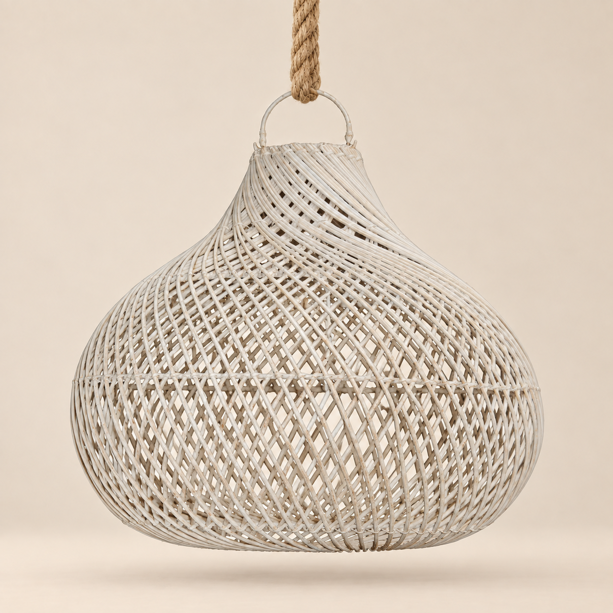 Pendant Light : Pear : Rattan Pendant | Whitewashed | OUTLET
