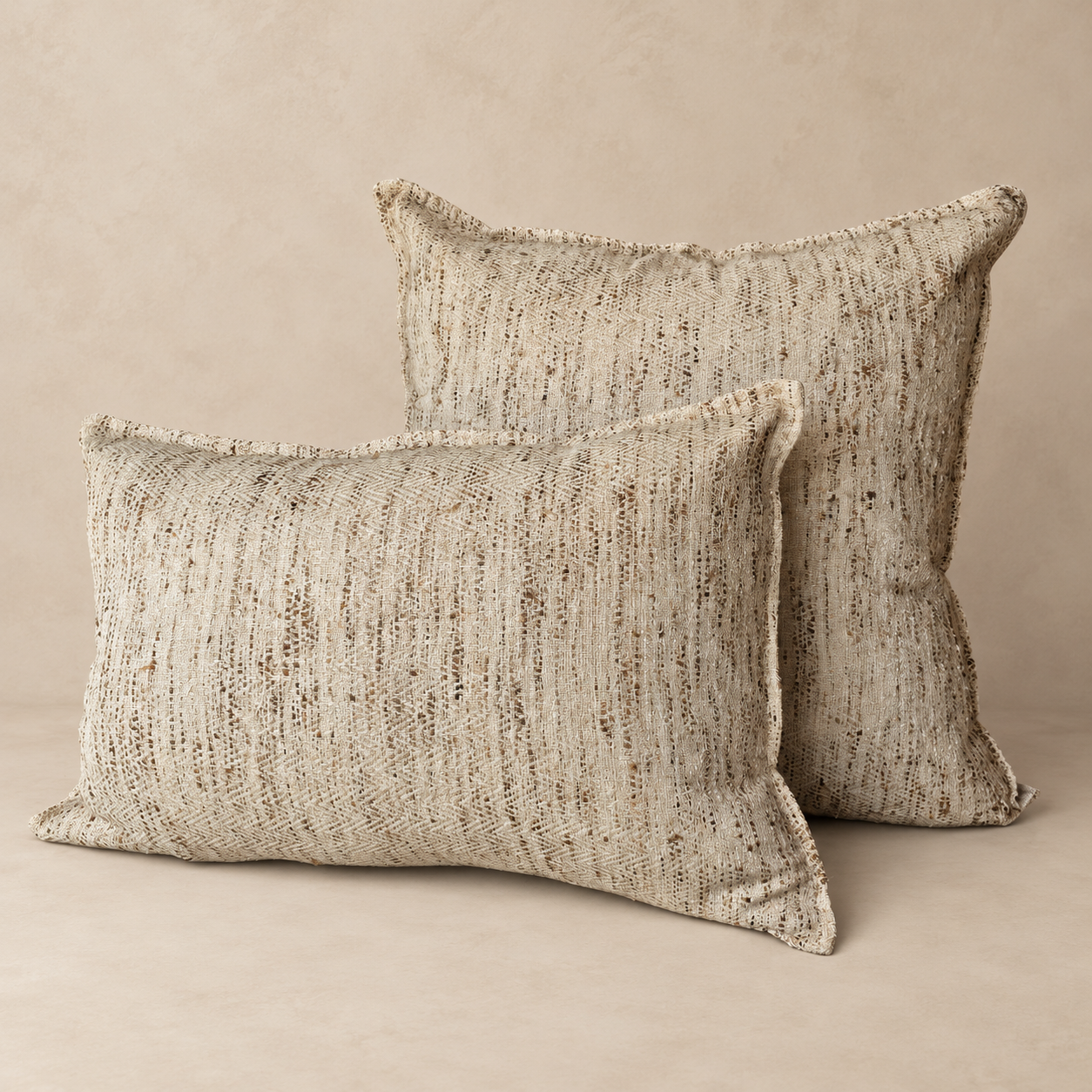 Cushion: Samira Silk Weave Natural | Natural + Chocolate | 2 Sizes