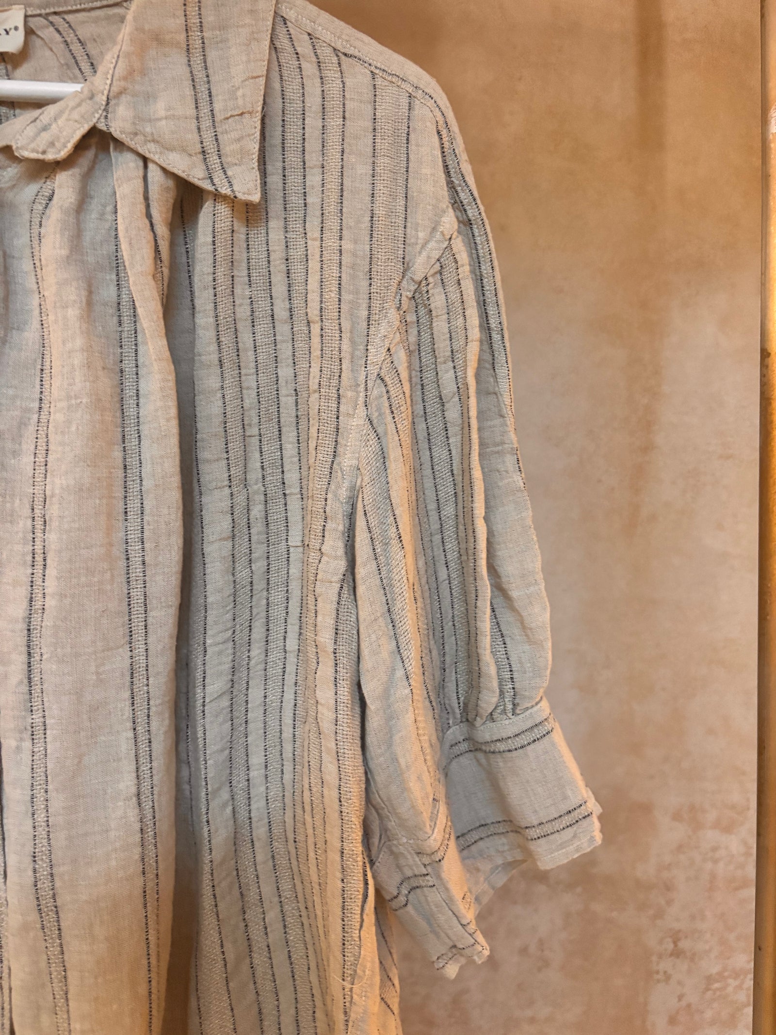 Italian Linen : Adelaide : Top : Beige Stripe