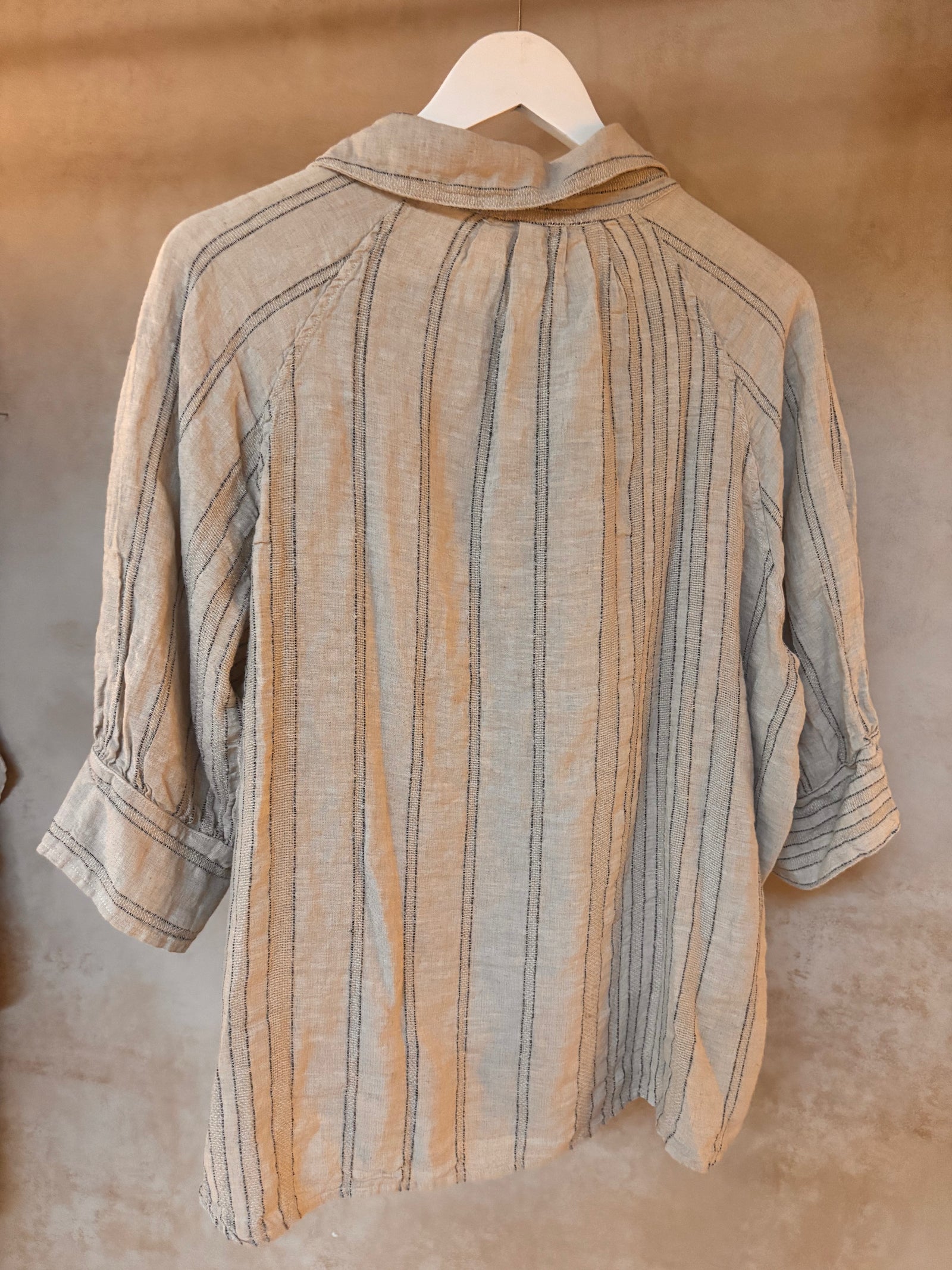 Italian Linen : Adelaide : Top : Beige Stripe