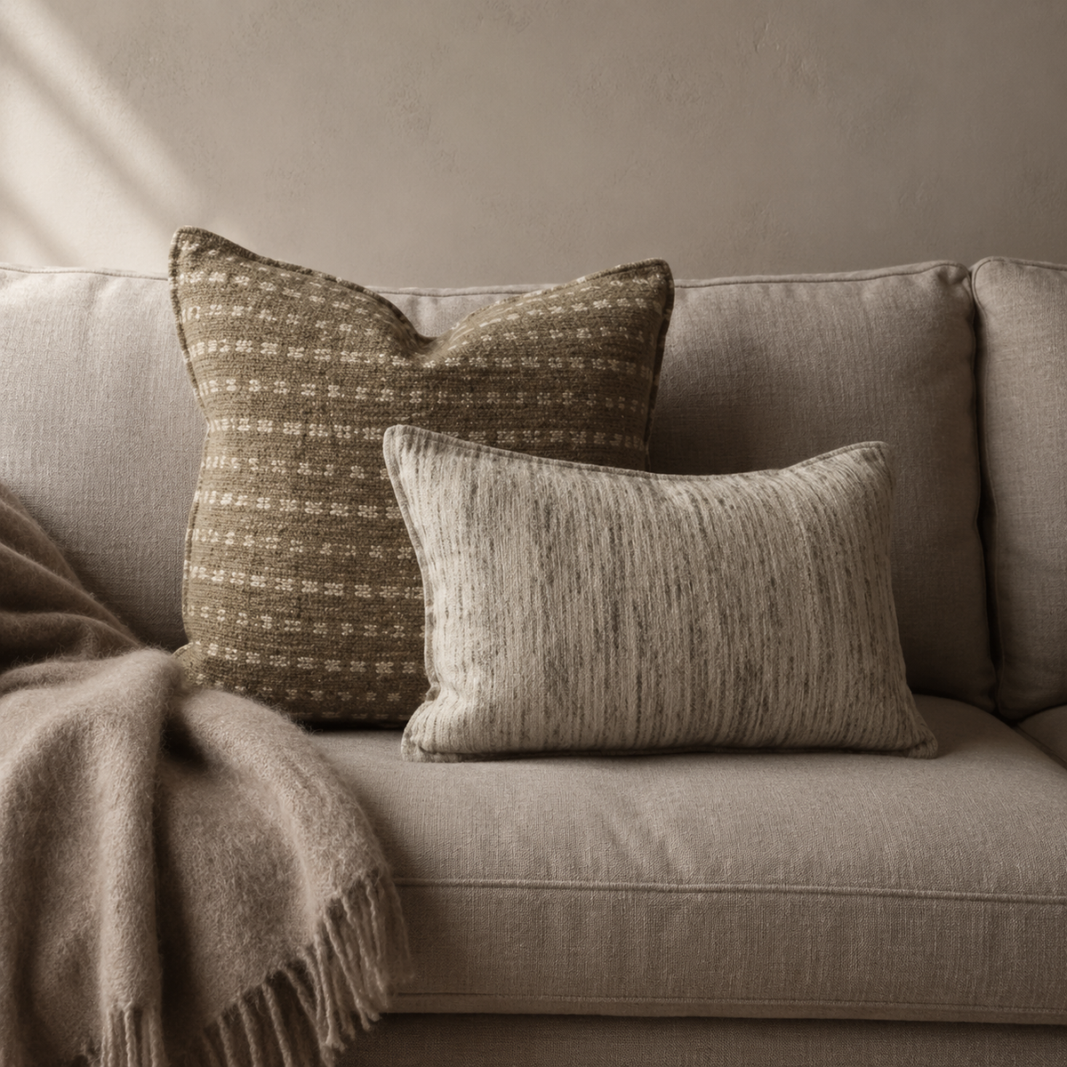 Cushion : Adeline : Silk Crossing | Natural + Cream | 60 x 60 cm