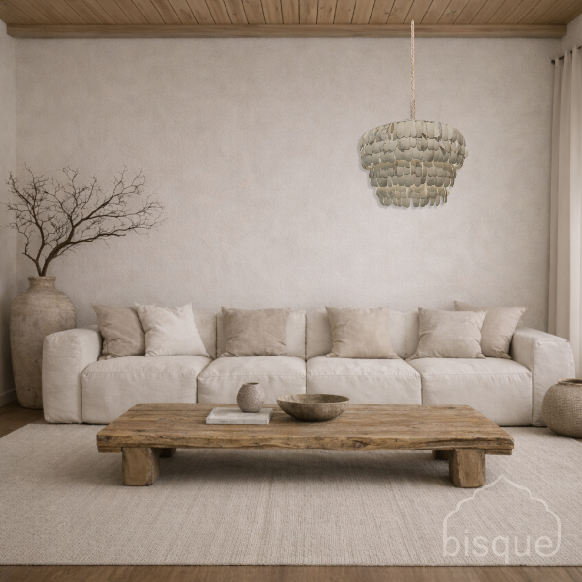 'Adi' Coconut Shell "U" Pendant Light.