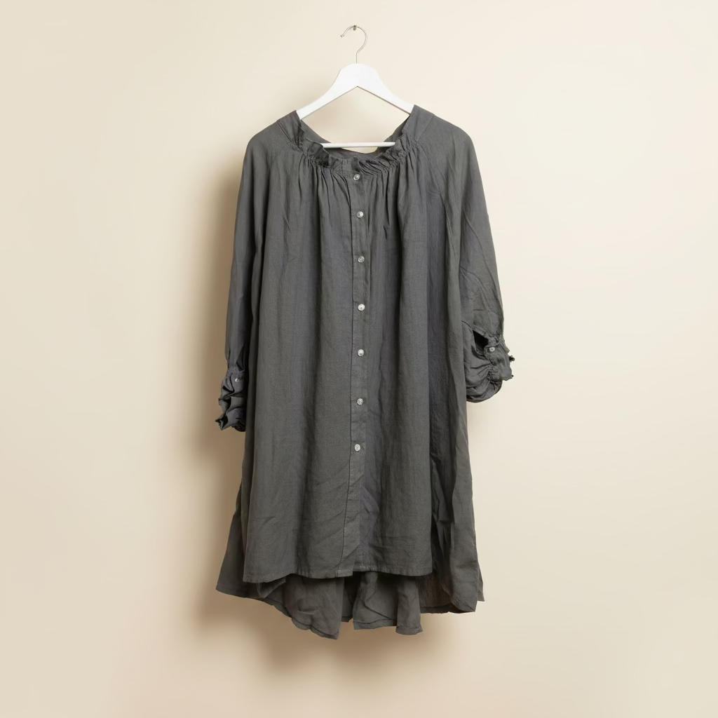 anais italian linen top / dress. one size, taupe.