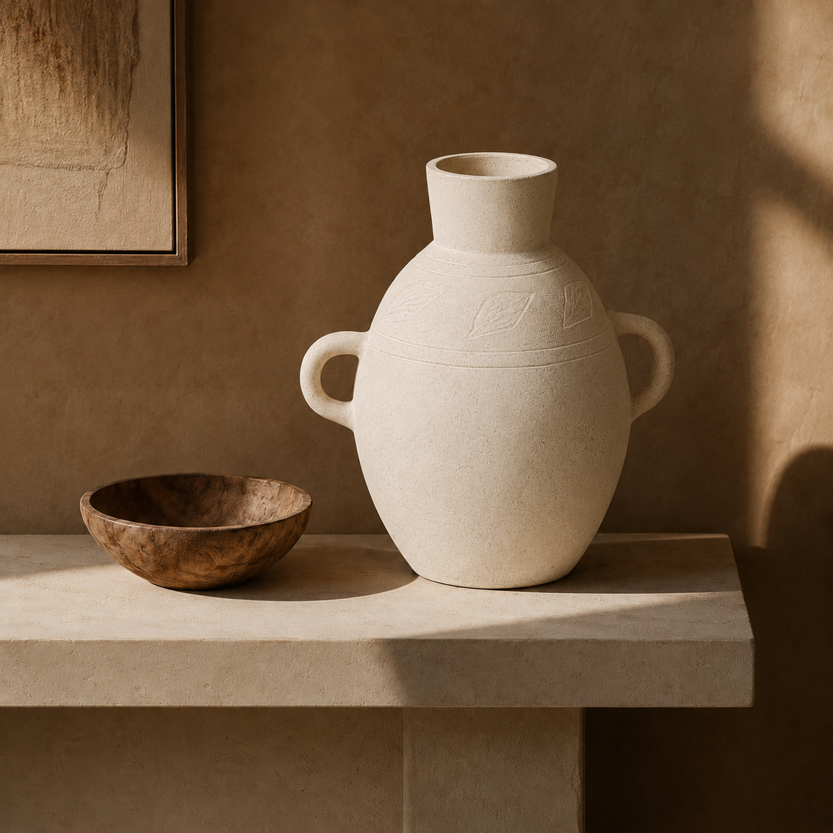 apino : terracotta pot with double handles | ecru