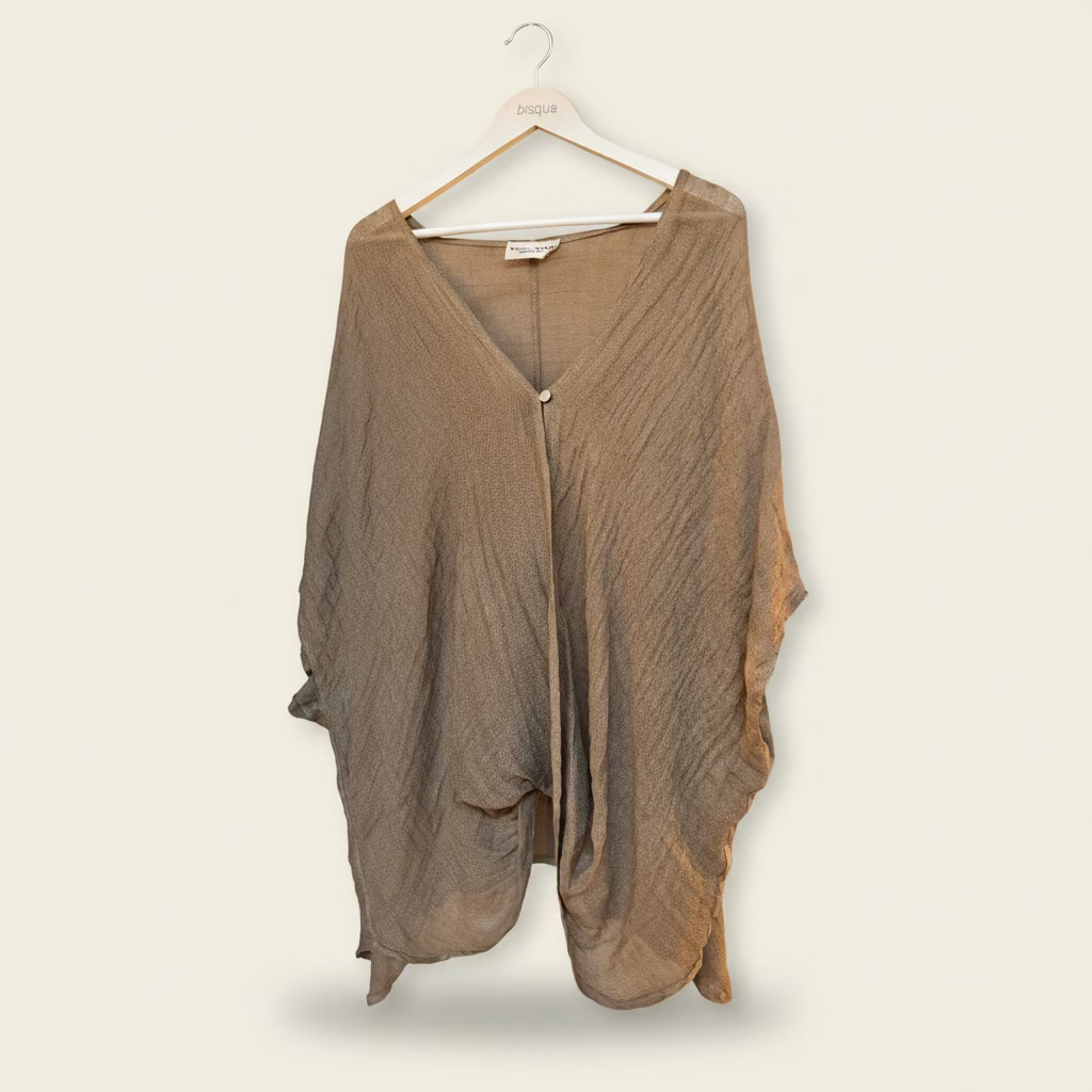The arielle italian linen taupe poncho | cape. made in italy.