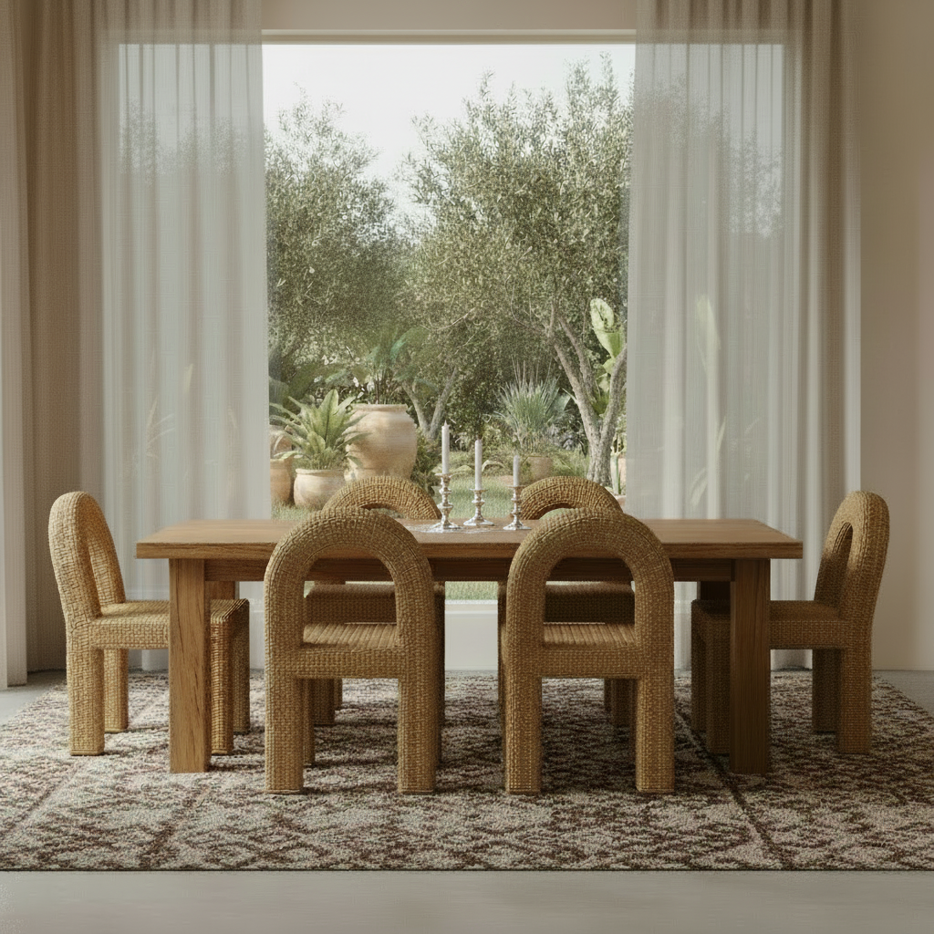 Ashante : Arch Back Rattan Dining Chair | Natural
