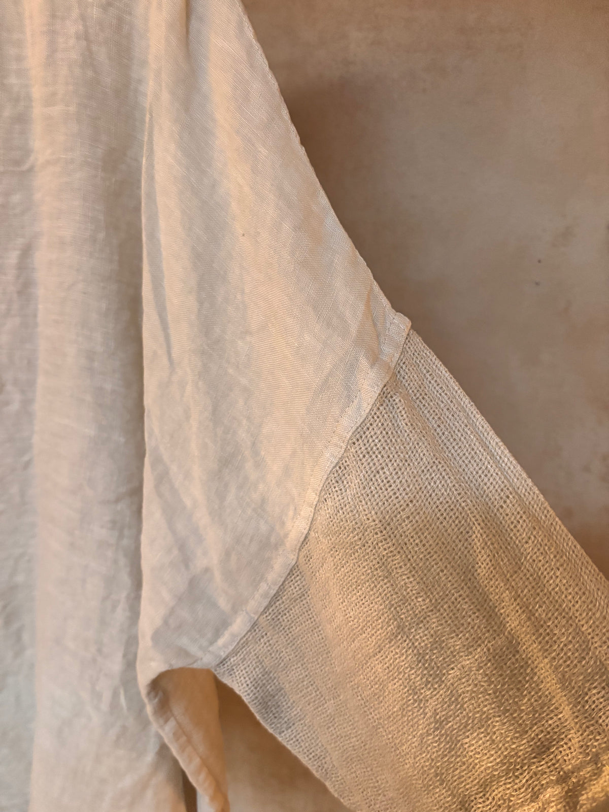 Italian Linen : Audrey : Poncho top, One Size: Beige.