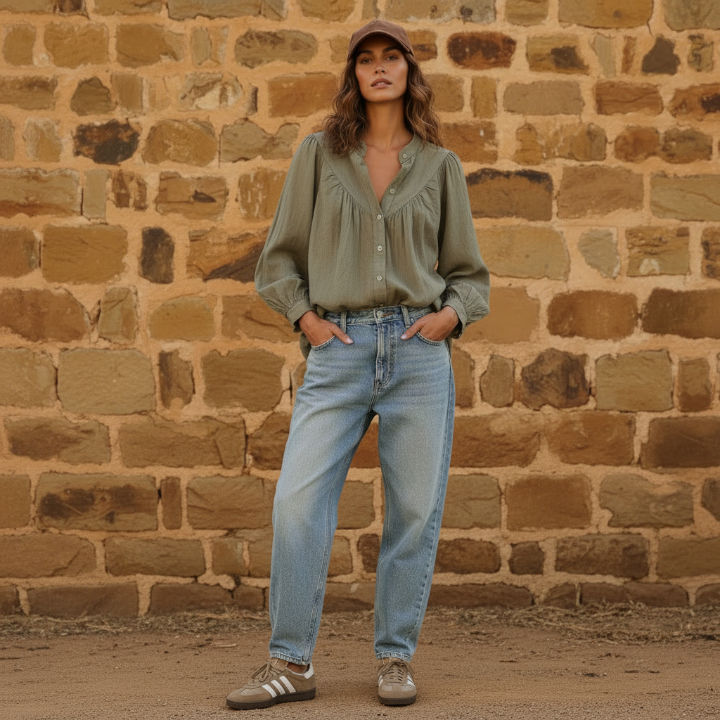 Italian Linen : Azuro : Top | Safari