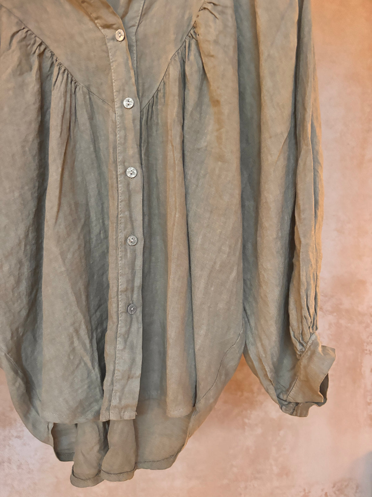 Italian Linen : Azuro : Top, Safari