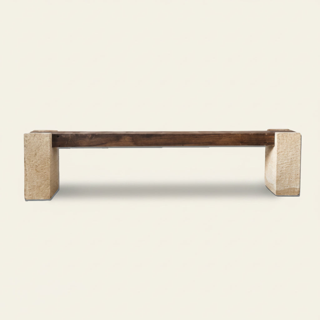 a stone and teak 200cm bench by bisque traders