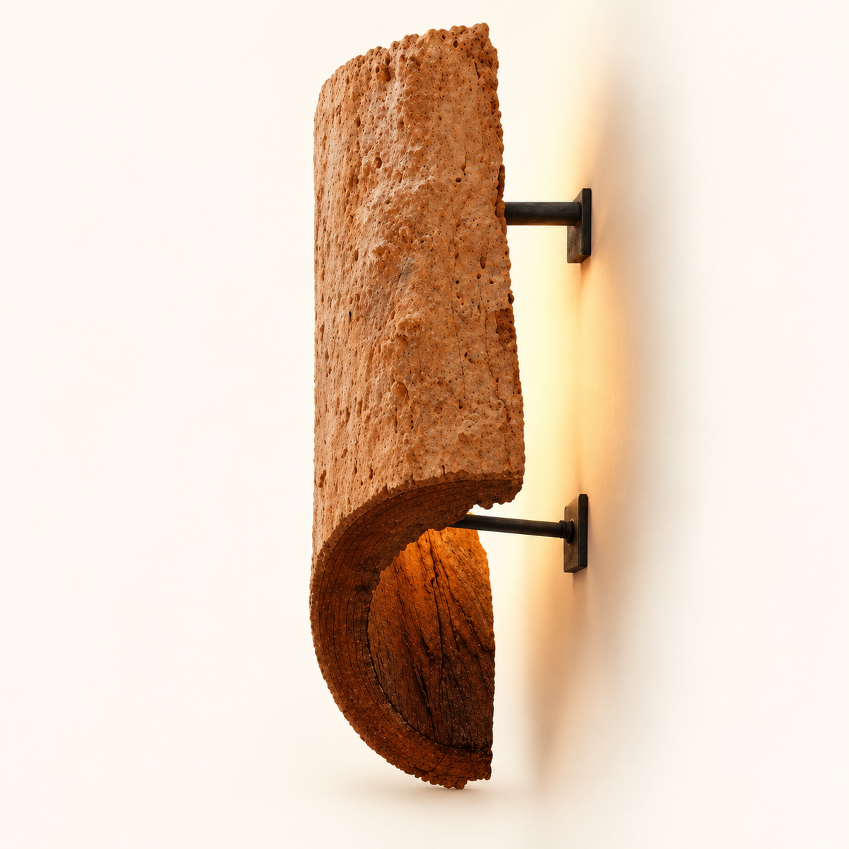 Wall Sconce : Balitona Terracotta Half Cylinder | Small | Natural Terracotta