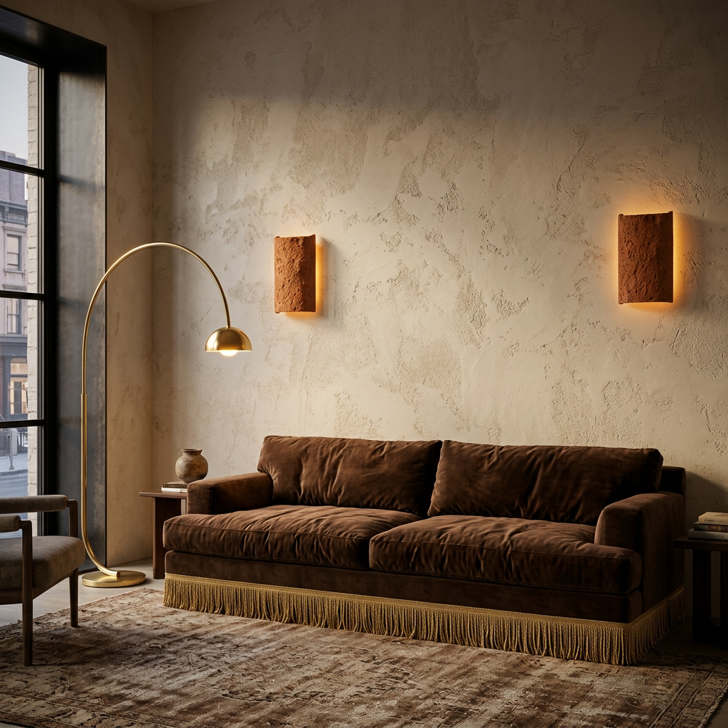 Wall Sconce : Balito : Terracotta Half Cylinder Wall Sconce | Large | 41cm | Natural Terracotta Colour