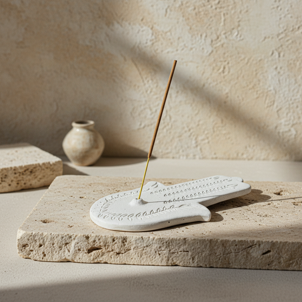 Hamsa : Ceramic Palm Incense Holder