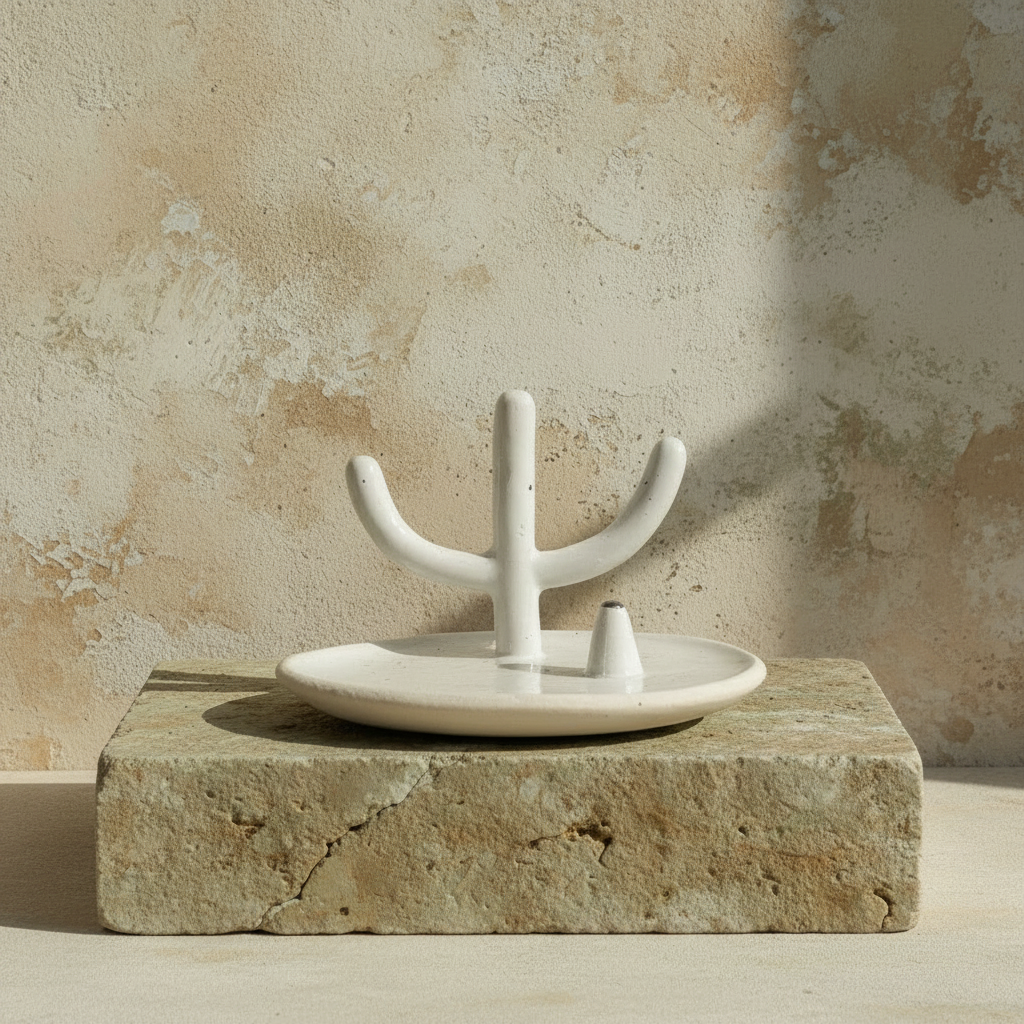 Mera : Ceramic Cactus Jewellery Holder