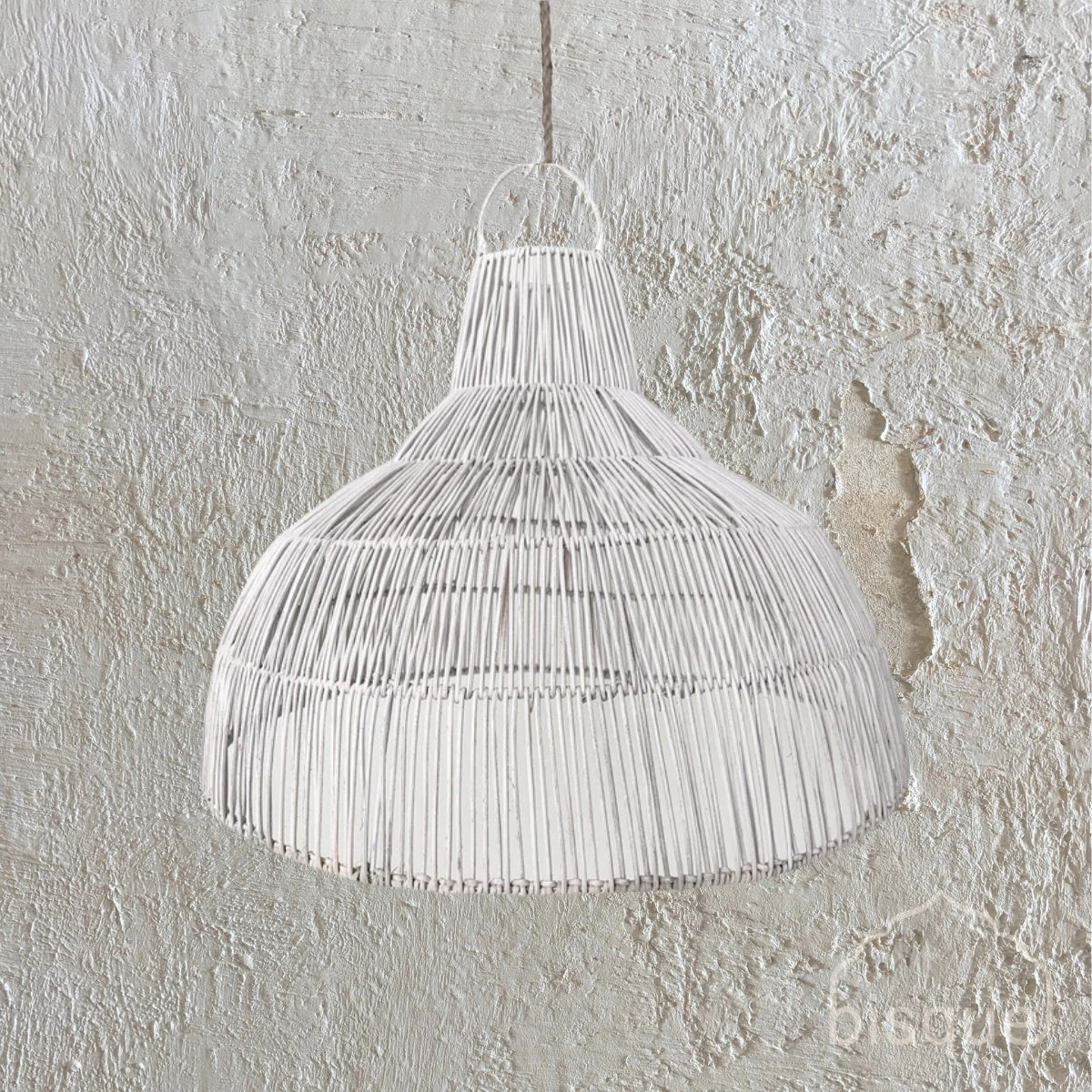 Faran : Rattan Pendant, Whitewashed