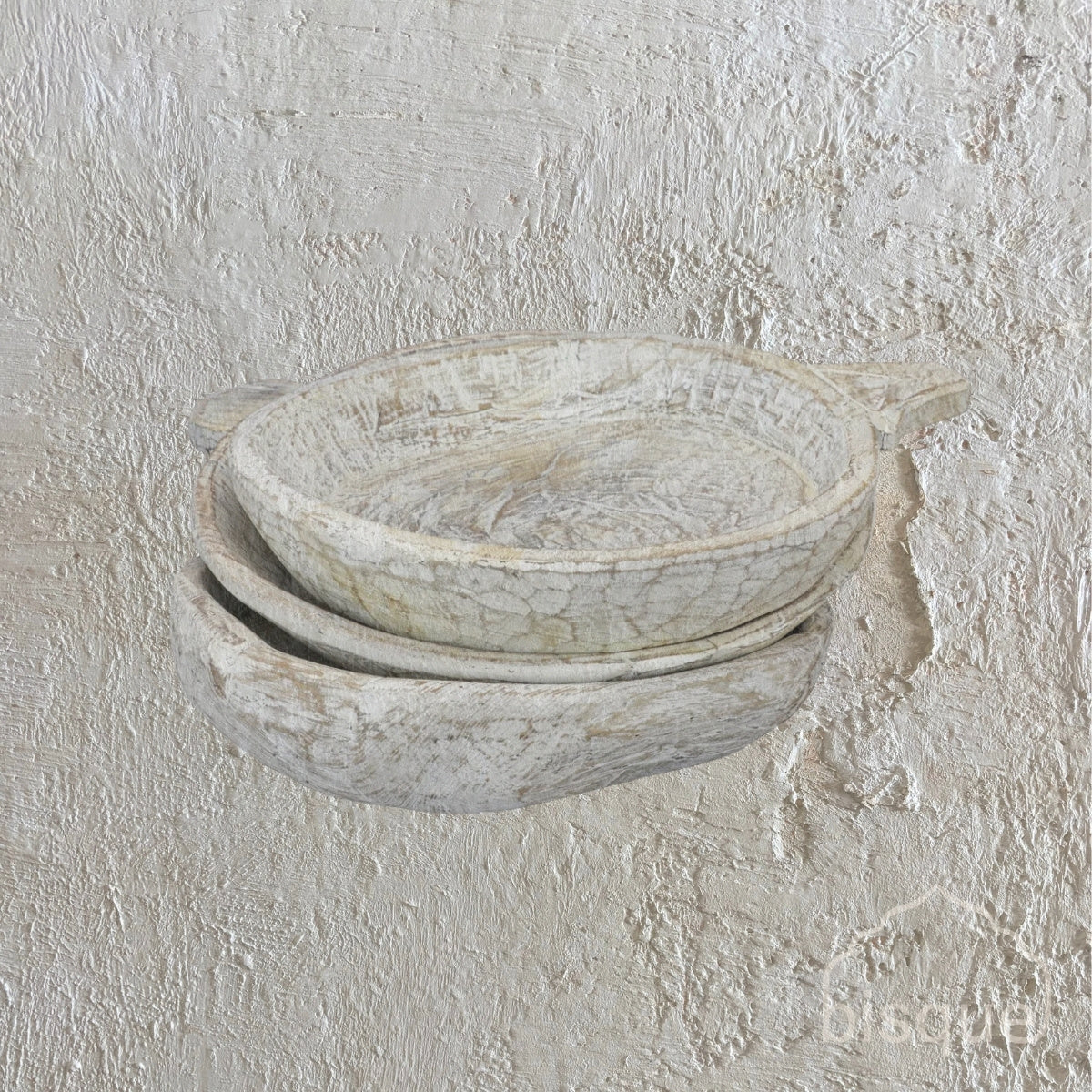 Karun : Wooden Bowl, Whitewashed