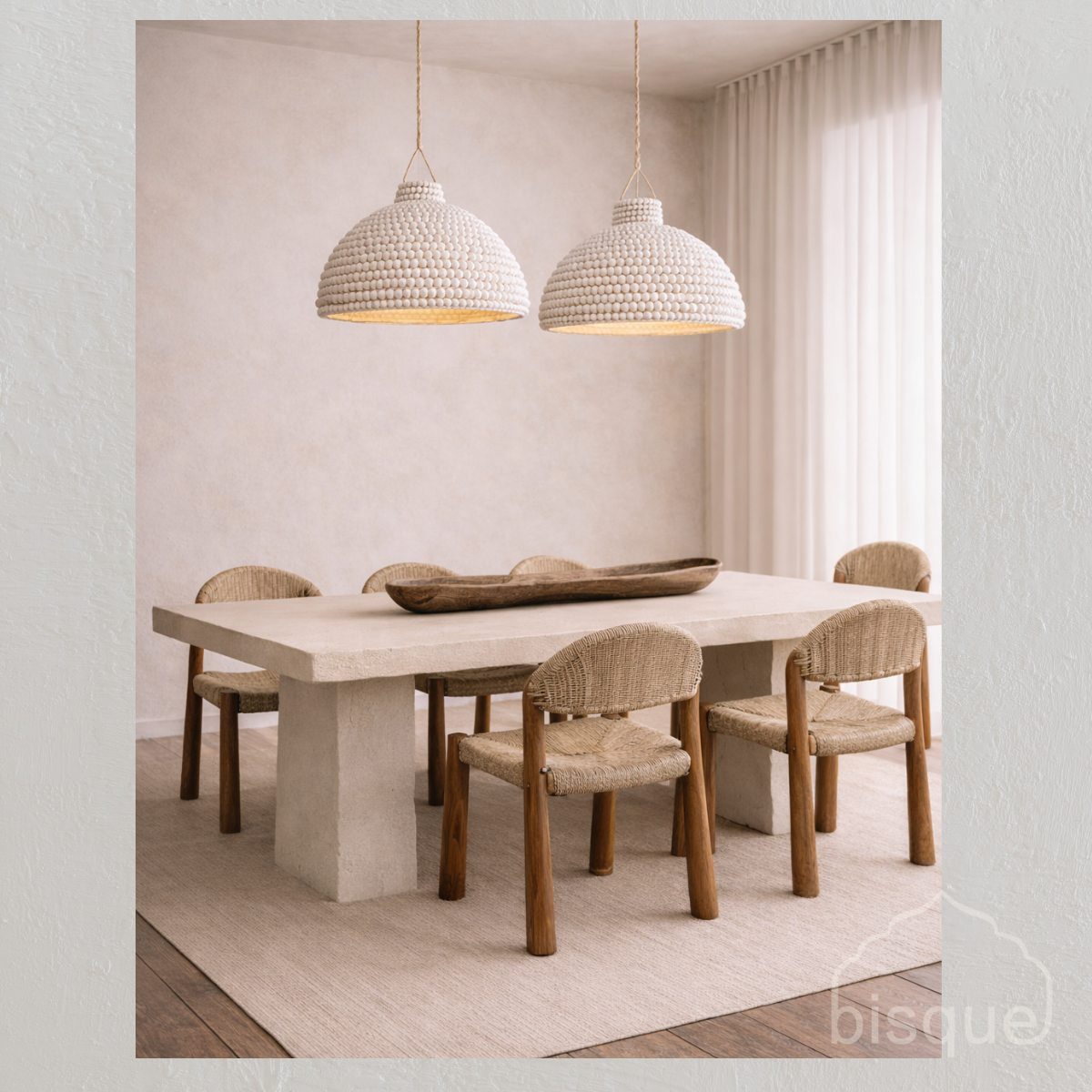 Cahya : Wooden Bead Pendant Light, Large