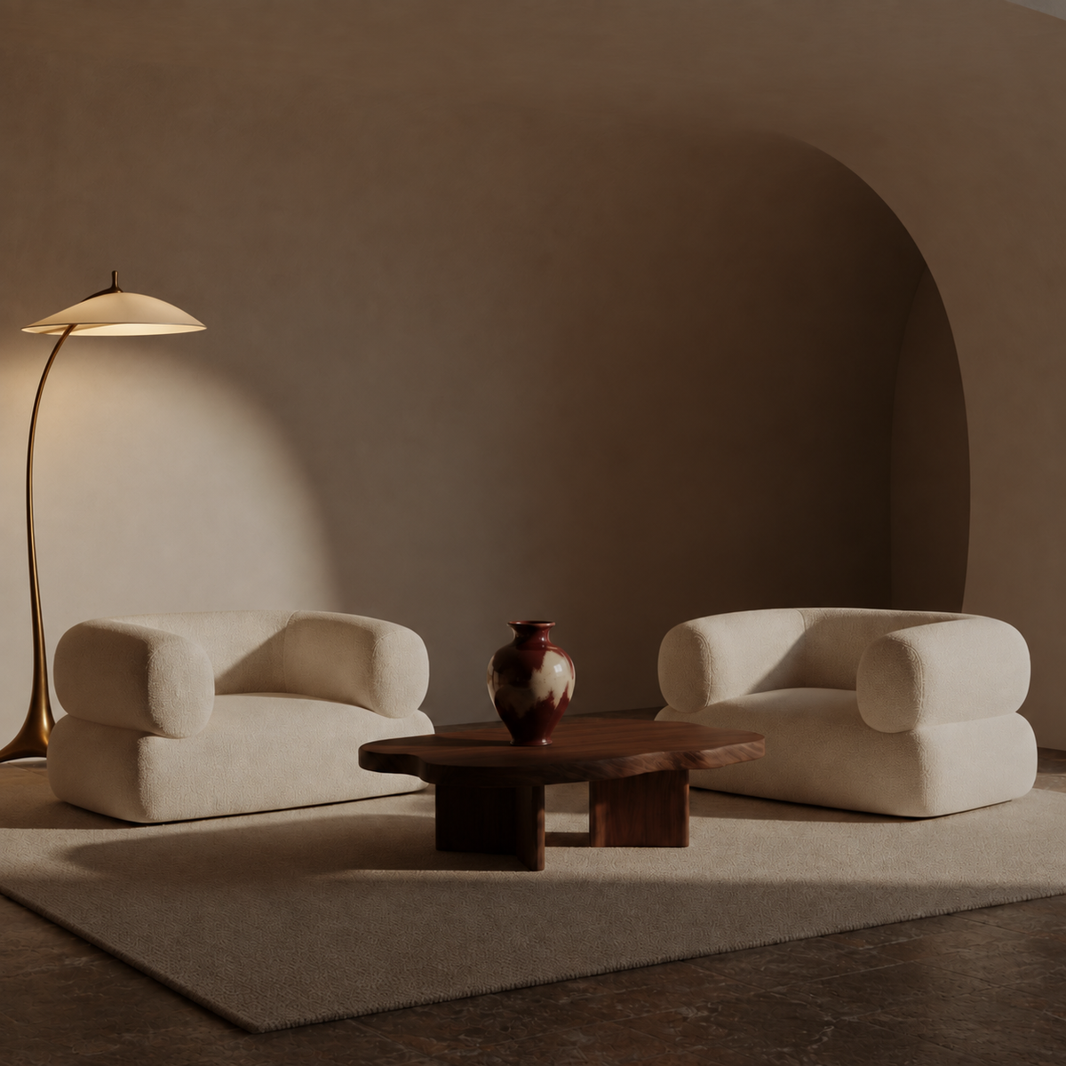 Custom : Occasional Chair : Catalina : Organic Form, Rounded Arm, Wide Lounge Chair. 100cm W x 90 cm D x 75cm H | Off White