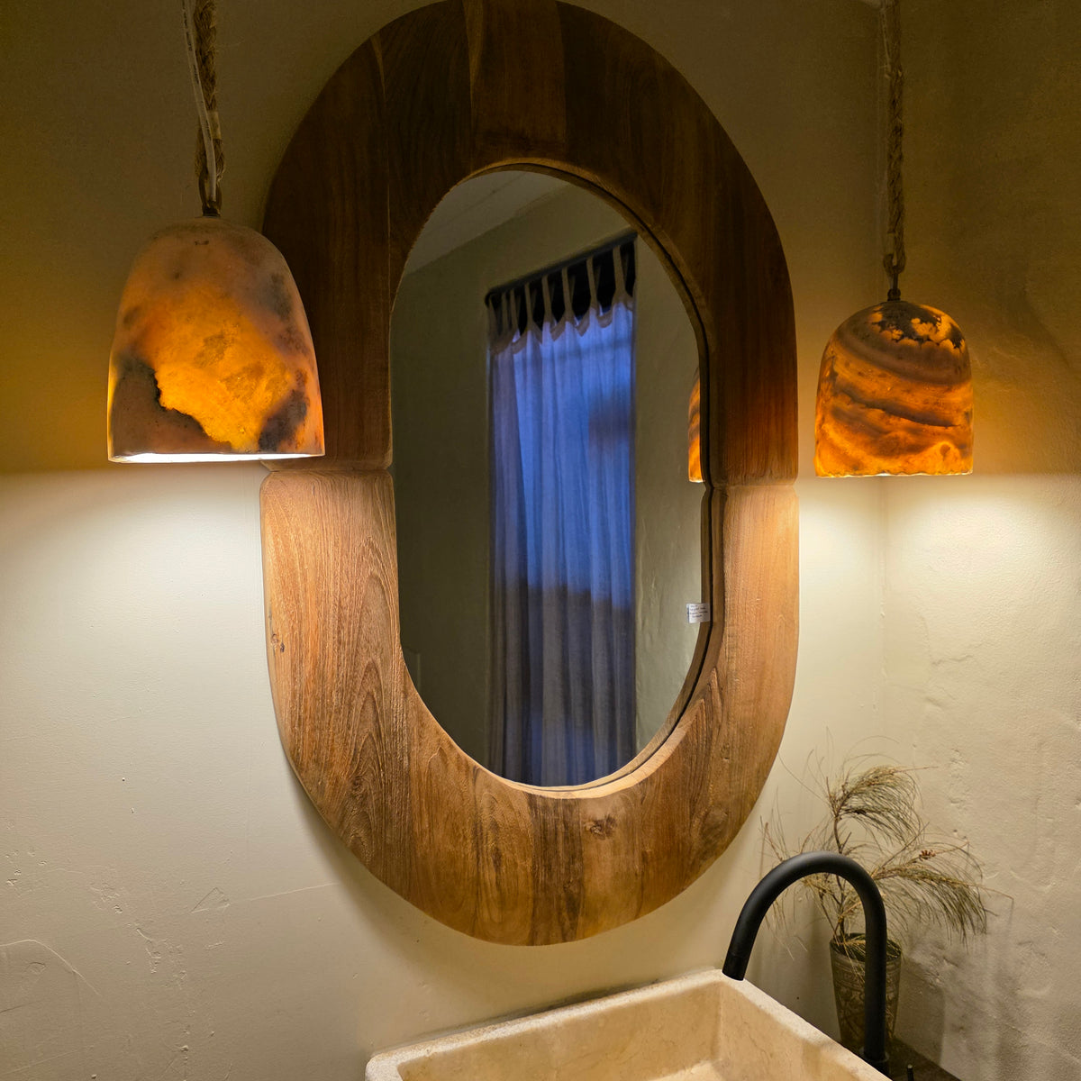 RECYCLED TEAK WOOD MIRROR NATURAL	70 X 110 CM
