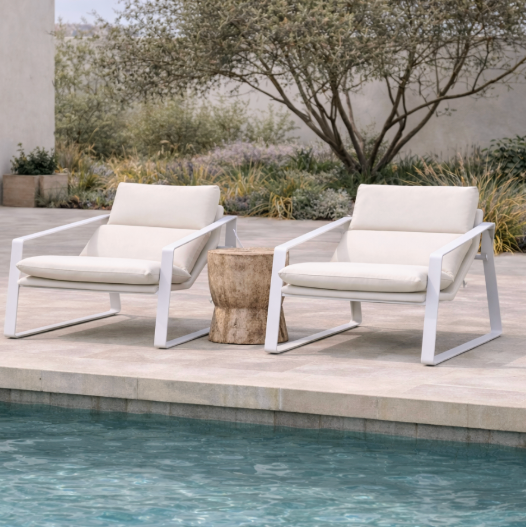 Coral :  Outdoor Single Fabric Recliner, White