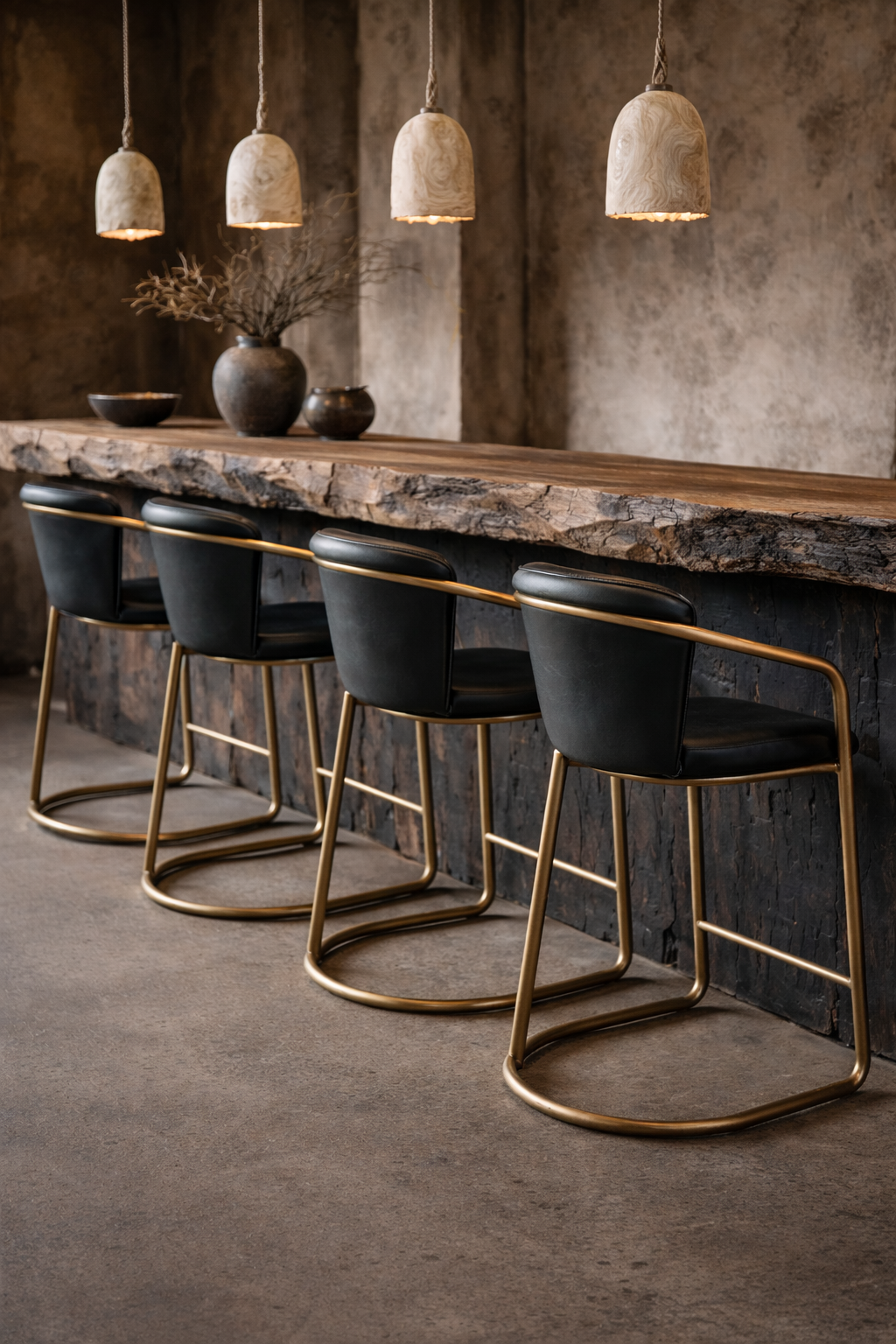 Orlando : leather bar stool in lead