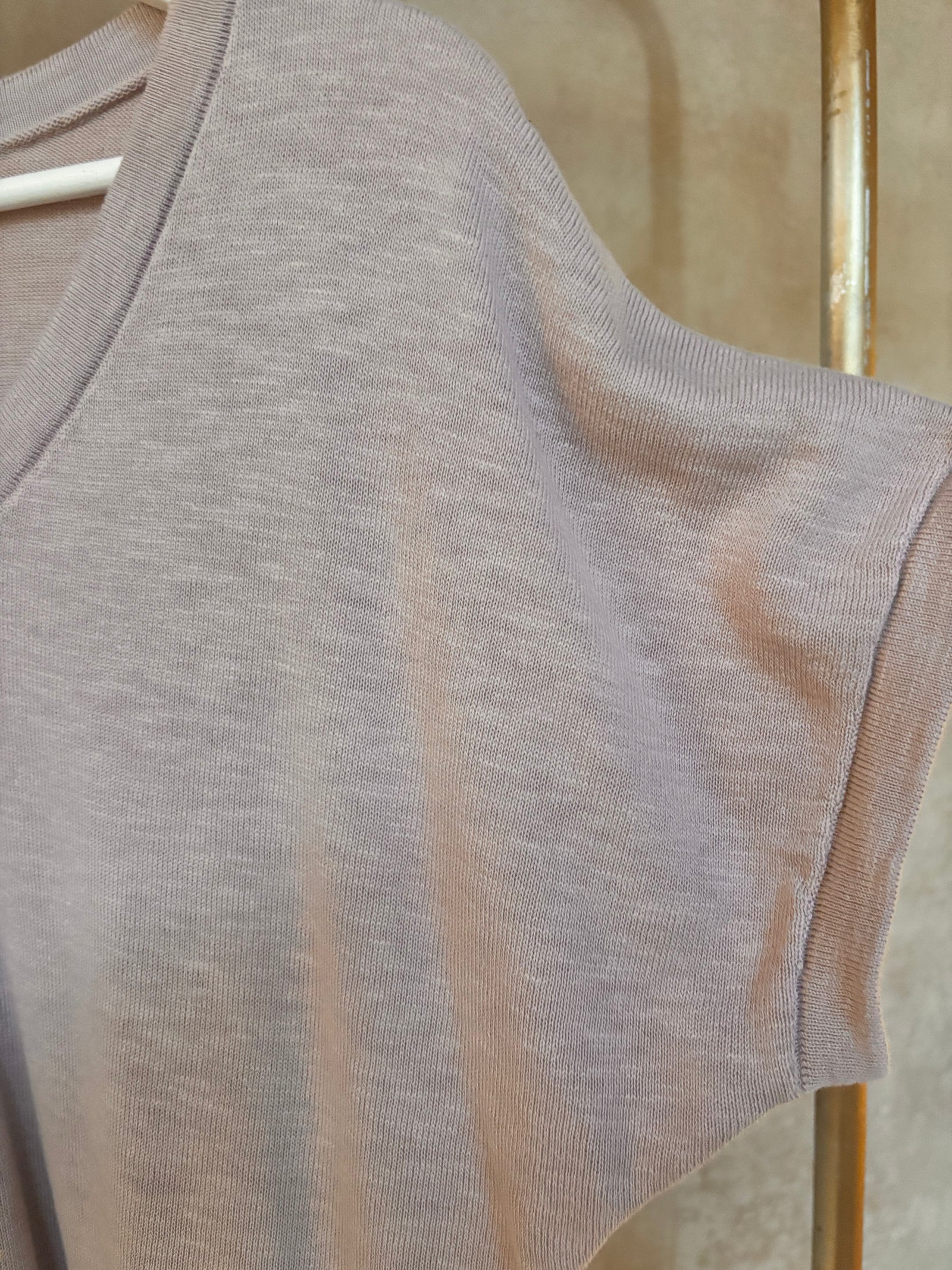Pure Cotton : Dionne : Knit V-neck Short Sleeve Top | Natural
