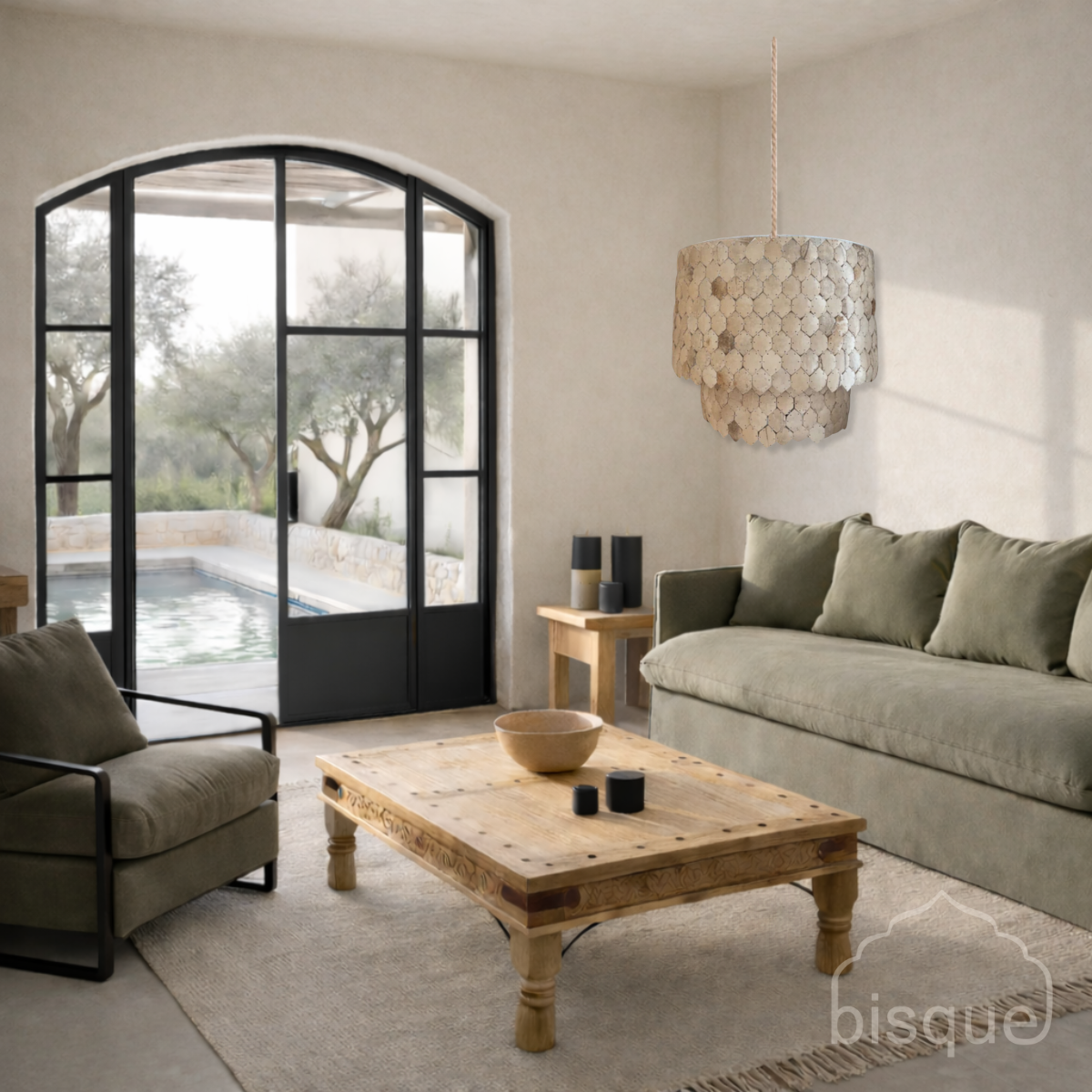 Epeli : Coconut Shell 2 Tiered Pendant Light.