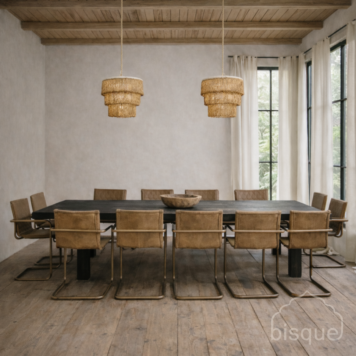 CLEARANCE PENDANT : Eroni : Coconut Bead Tiered 60cm Chandelier Pendant Light