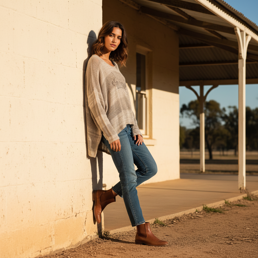 Italian Linen : Franca : Loose Top, One Size |Natural & White