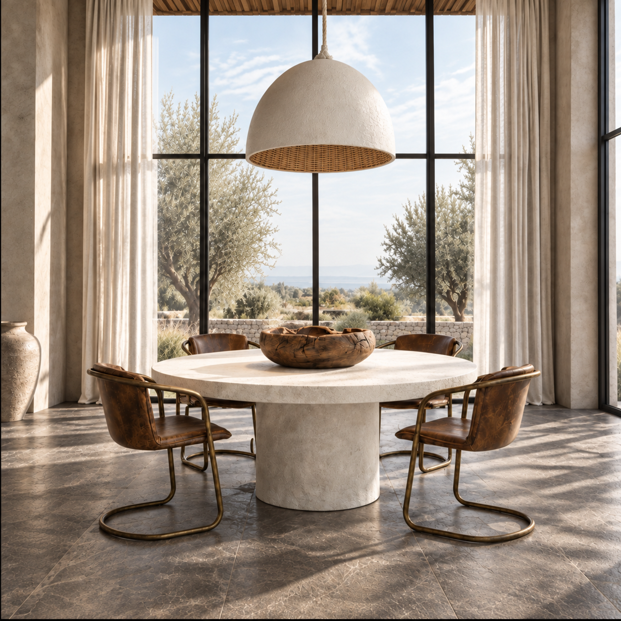 Dining Table: Granito, round GRC Stone Dining Table