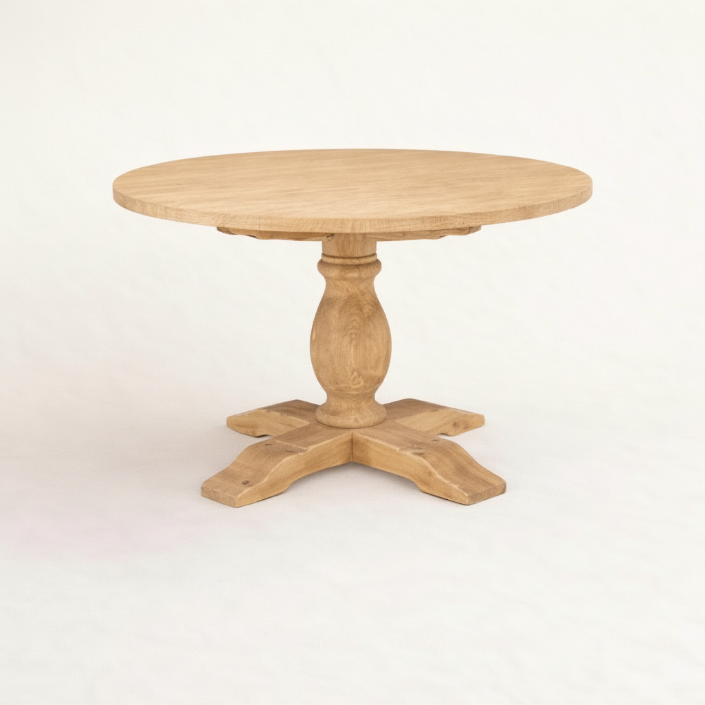 
Wooden round table with a pedestal base on a white background


Wooden round table with a pedestal base on a white background