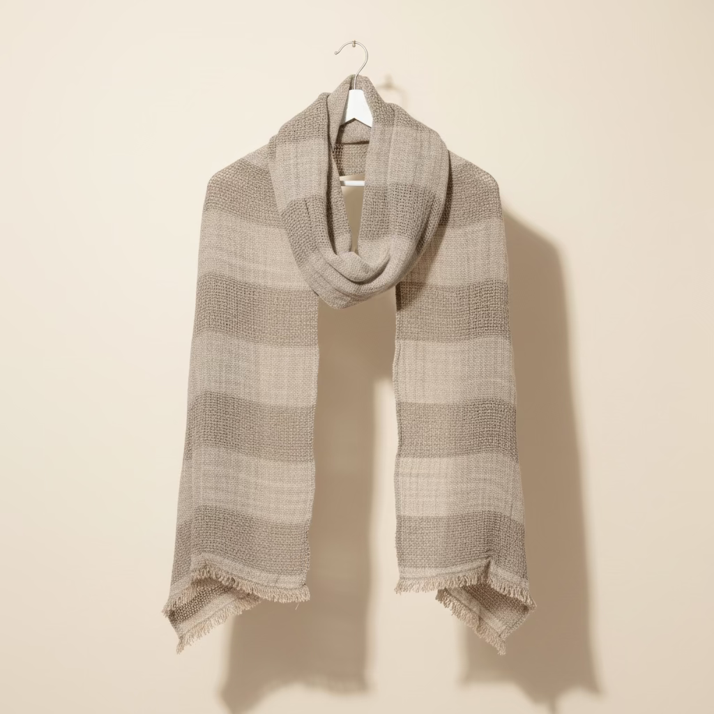 Italian Linen : Kelly: Linen Scarf 50x180cm | Natural & White