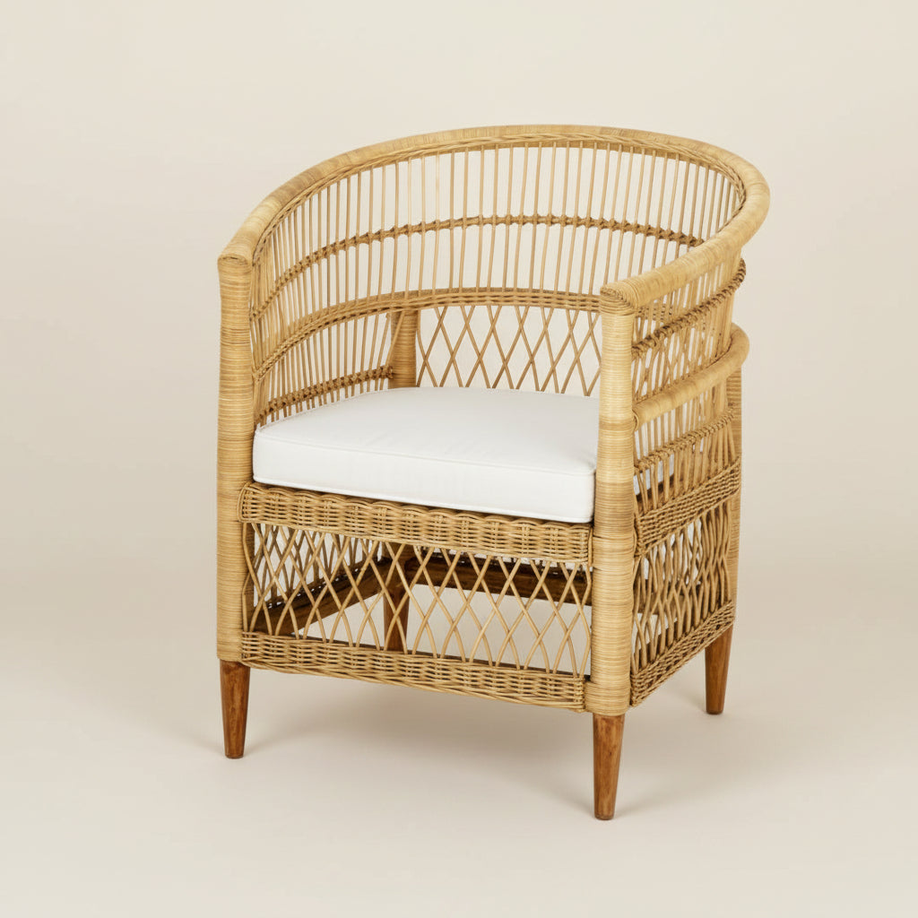 kenya malawi chair style traditional African woven rattan chair. Bisque Traders