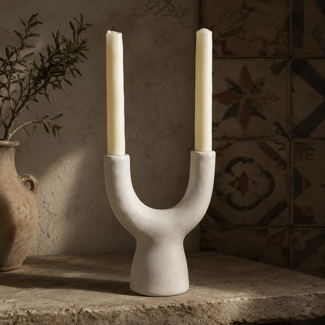 Ketapel Candleholder, Large White
