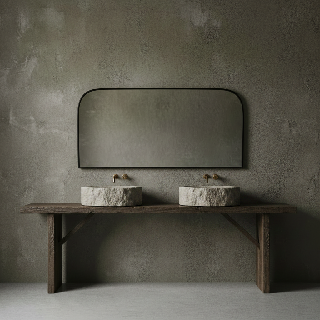 Long black mirror on a white background