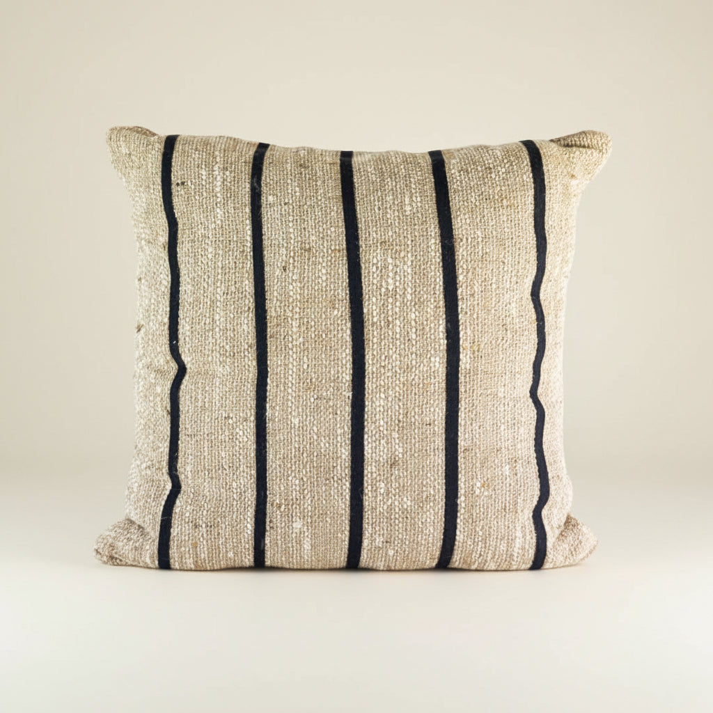Lyam : Handwoven Cotton Striped Lumbar Cushion 110cm x 40cm