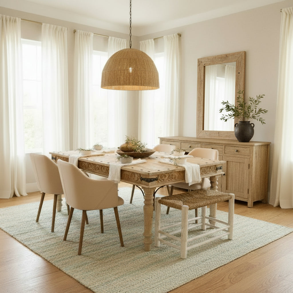 carved indian dining table setting