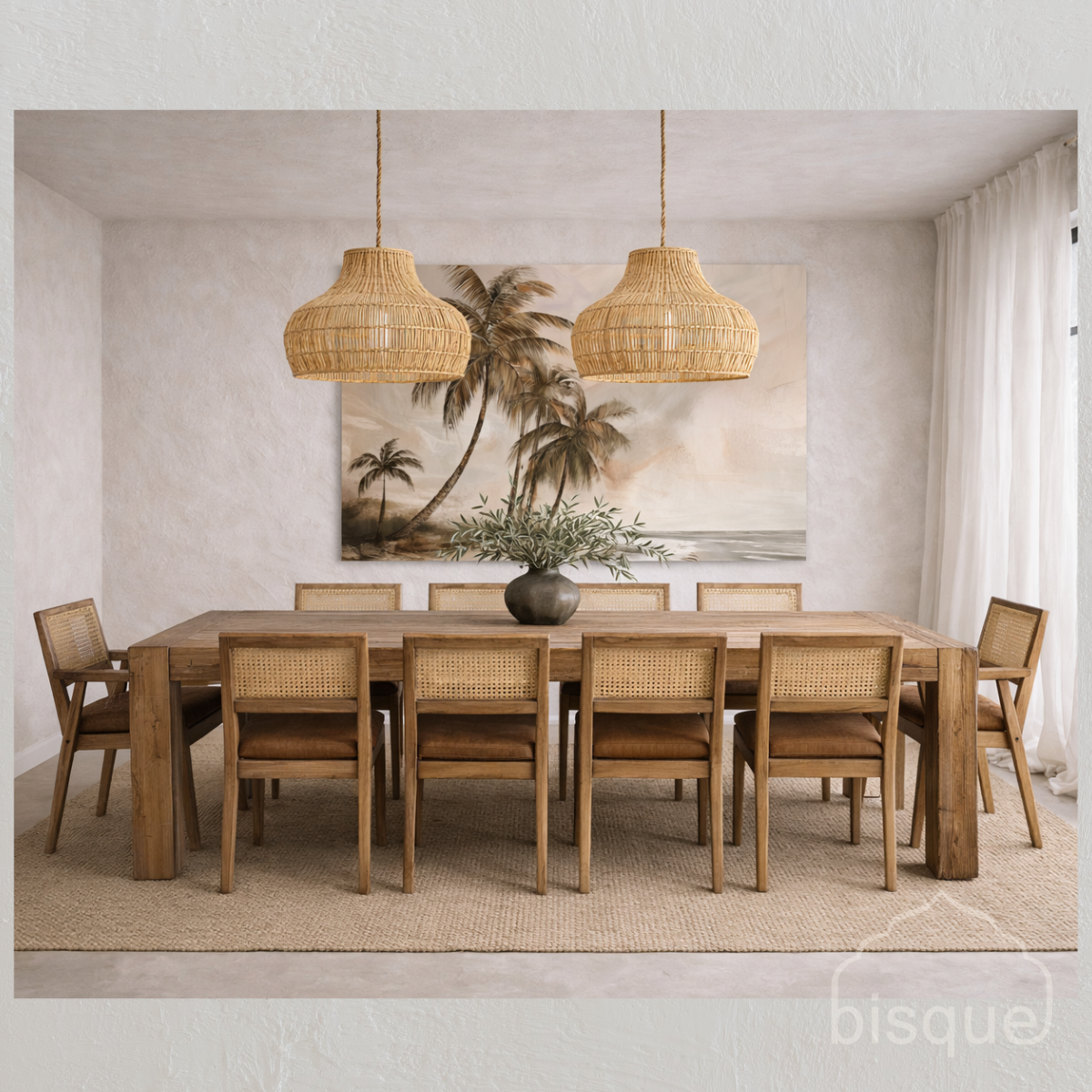 Marina : Fish Trap Rattan Wide Pendant, Natural