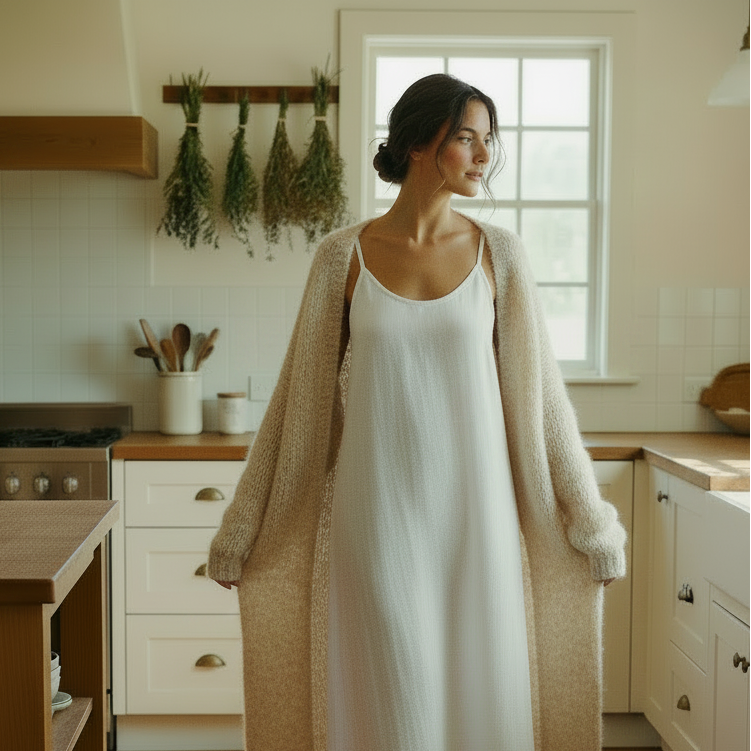 Italian Linen : Nicola : Linen Slip Dress, Adjustable Straps, Size 8-10 | White