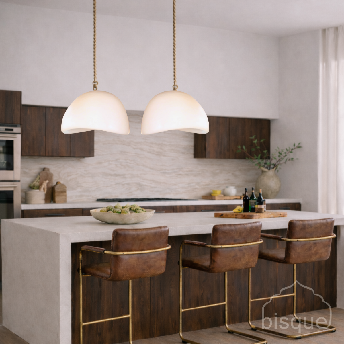 Omari : White Concrete Pendant Light.