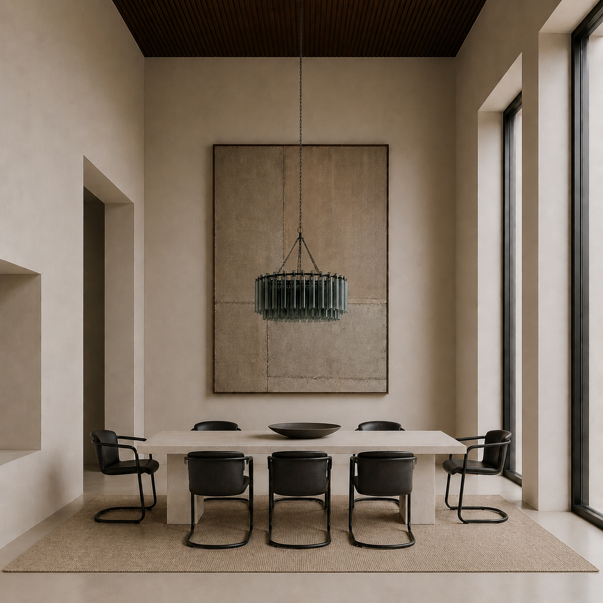 Dining Chair: Orlando Lead Leather Black Frame Dining Chair, 55cm