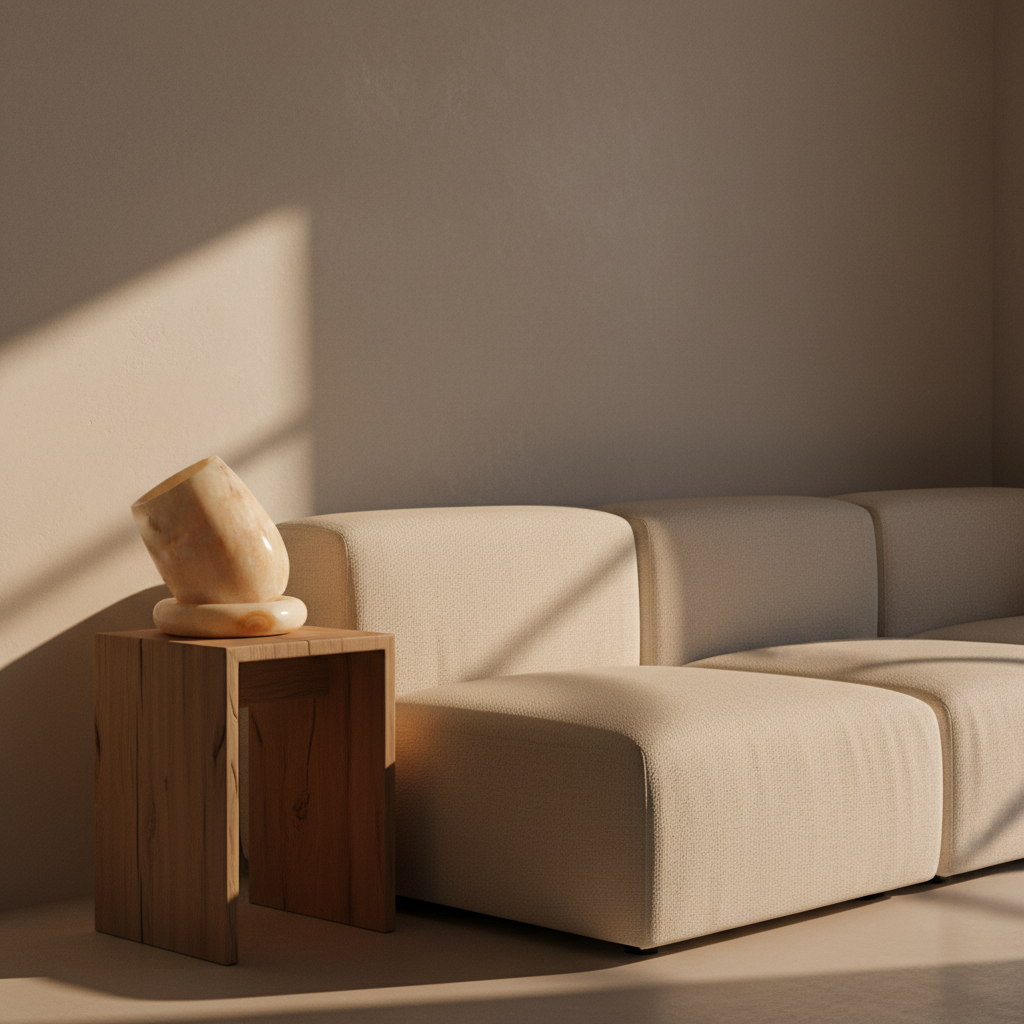 A pure onyx table lamp designed with a glow of light shining through the stone, placed on a flat surface.