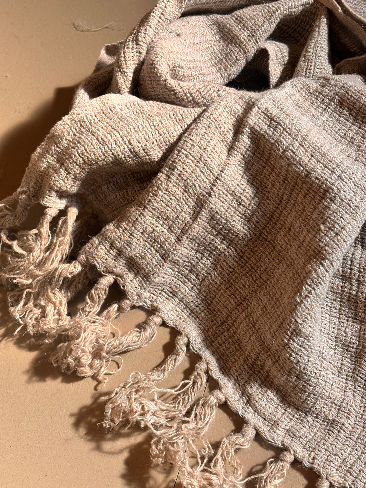 italian Linen : Petra: Fringed Scarf 50x180cm | Bone