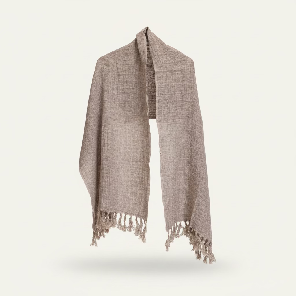 italian Linen : Petra: Fringed Scarf 50x180cm | Bone