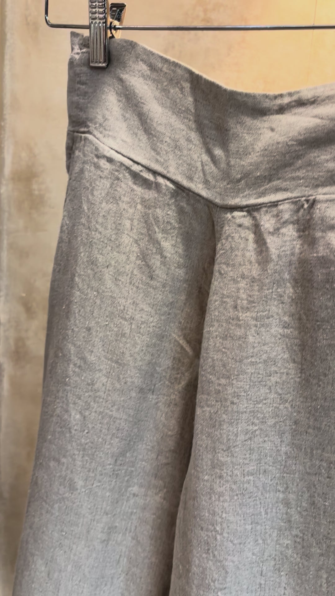 Renata : Linen Wide Leg Pants, Small - Medium, Flat Front | Natural