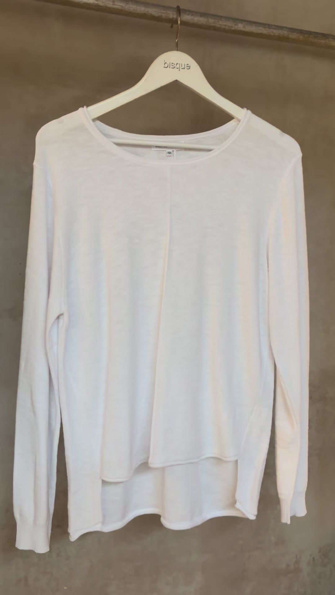 Pure Cotton : Katie :  Long Sleeve 100% Cotton Knit | White
